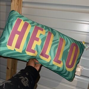 Colorful 'Hello' Decorative Pillow